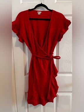 Billabong Coral Wrap Mini Dress with Tie Waist